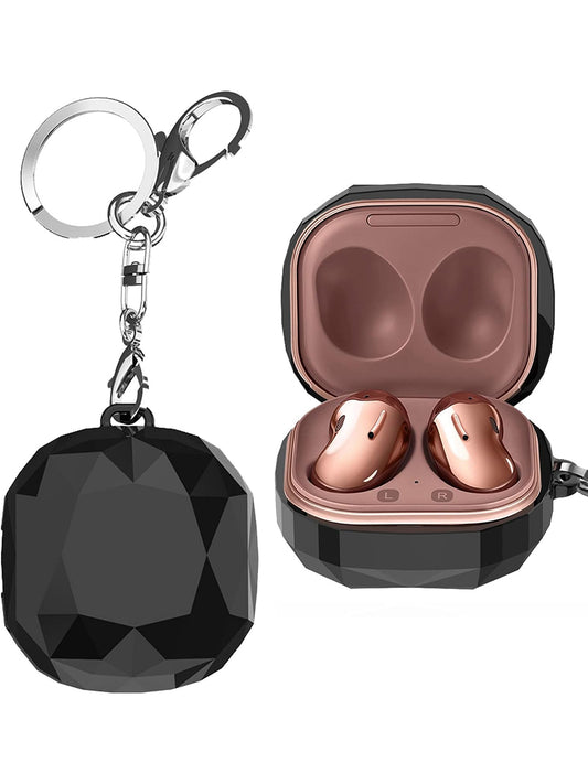 Crystal Clear Case for Galaxy Buds Pro / Buds 2 Pro / Buds 2 / Buds FE / Buds Live with Keychain — Black