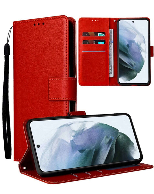 Wallet Leather Case for Google Pixel 7A — Red