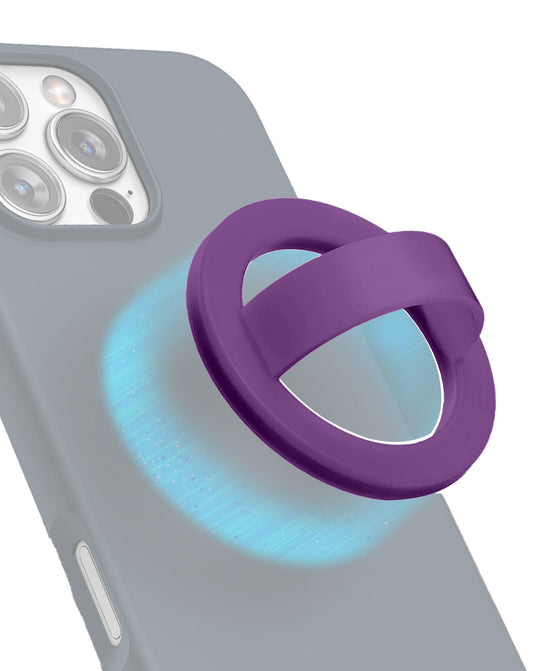 Silicone Magnetic Mount 360 Rotation Finger Smartphone Stand -Dark Purple