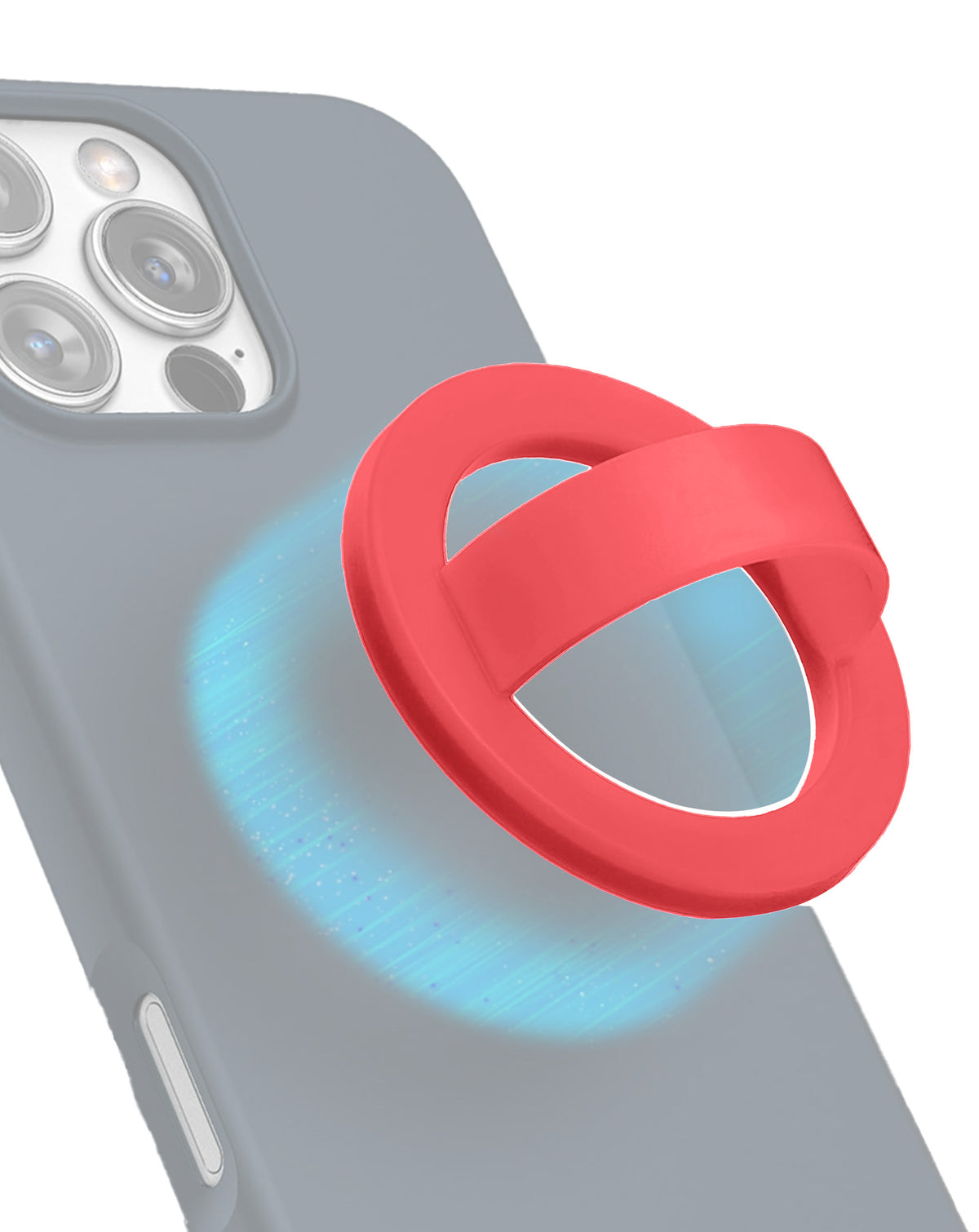 Silicone Magnetic Mount 360 Rotation Finger Smartphone Stand -Red