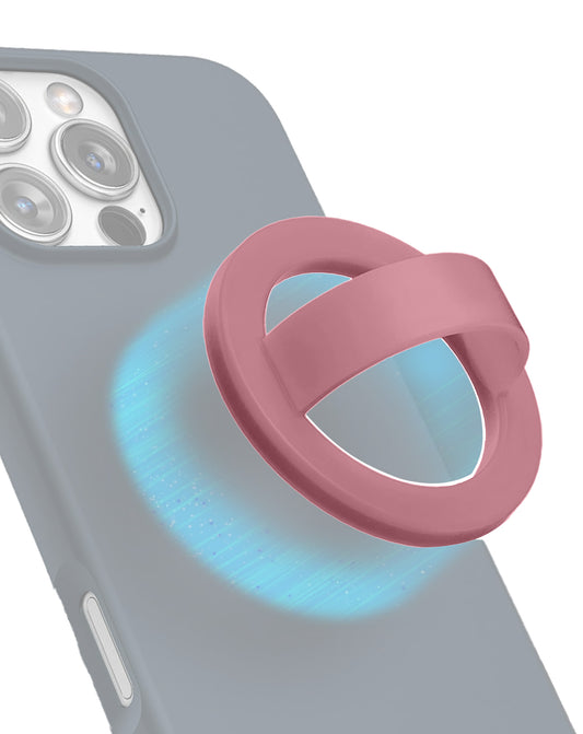 Silicone Magnetic Mount 360 Rotation Finger Smartphone Stand -Sand Pink