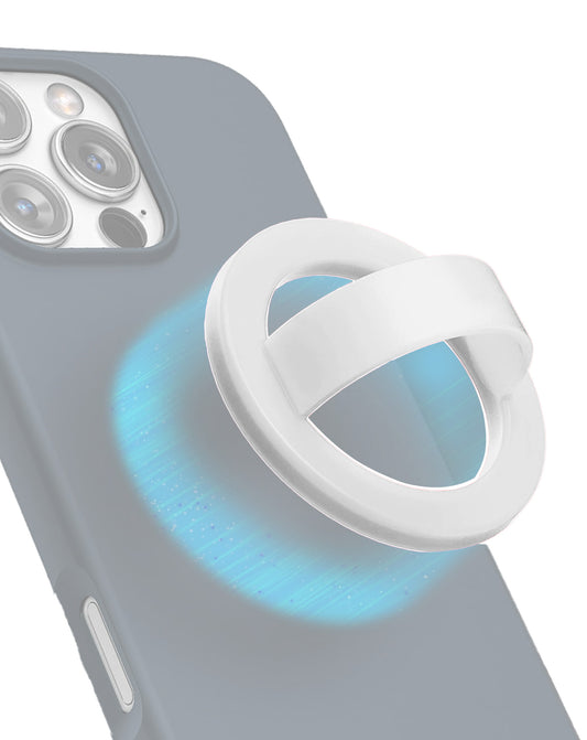 Silicone Magnetic Mount 360 Rotation Finger Smartphone Stand -White