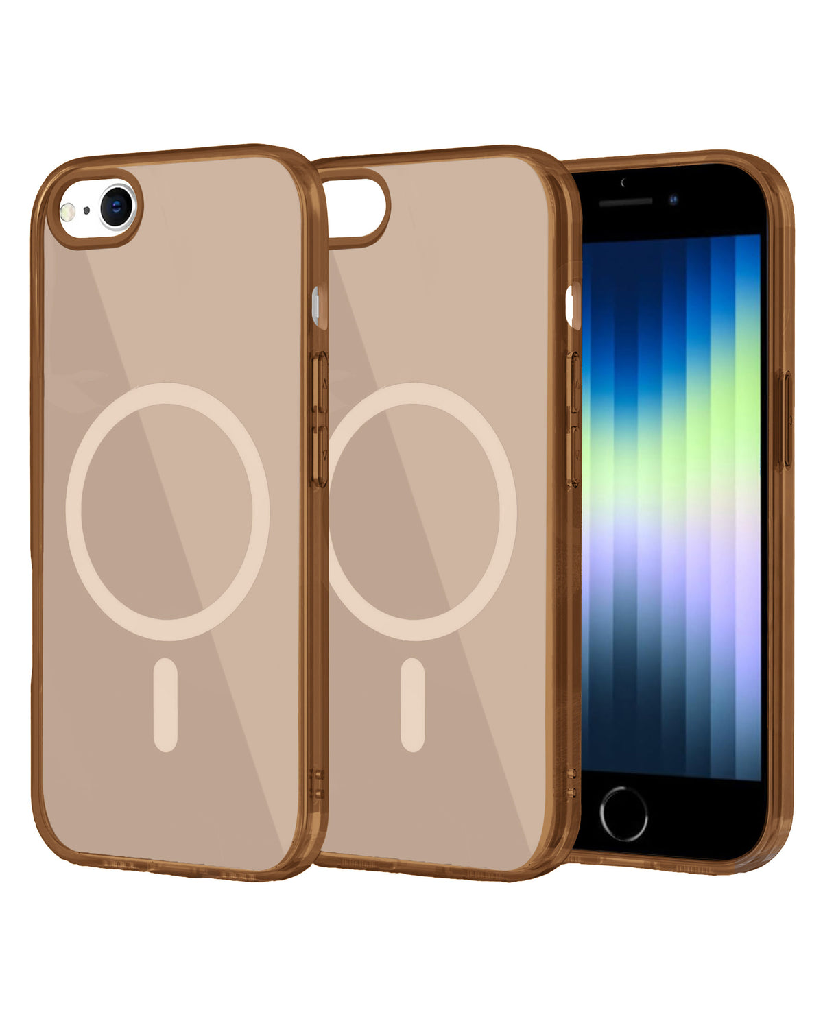 Magnetic Heavy-Duty Shockproof Crystal Clear Case for iPhone 6 / 6S / 7G / 8G / SE — Brown