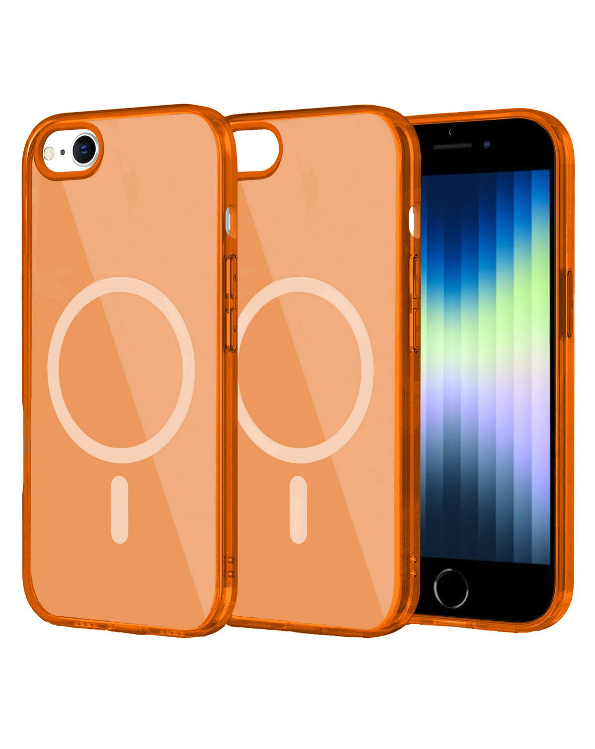 Magnetic Heavy-Duty Shockproof Crystal Clear Case for iPhone 6 / 6S / 7G / 8G / SE — Orange