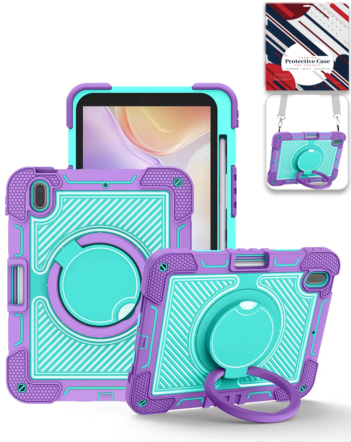 Heavy-Duty Shockproof Kickstand Case for iPad 10 2022 10.9 — Purple