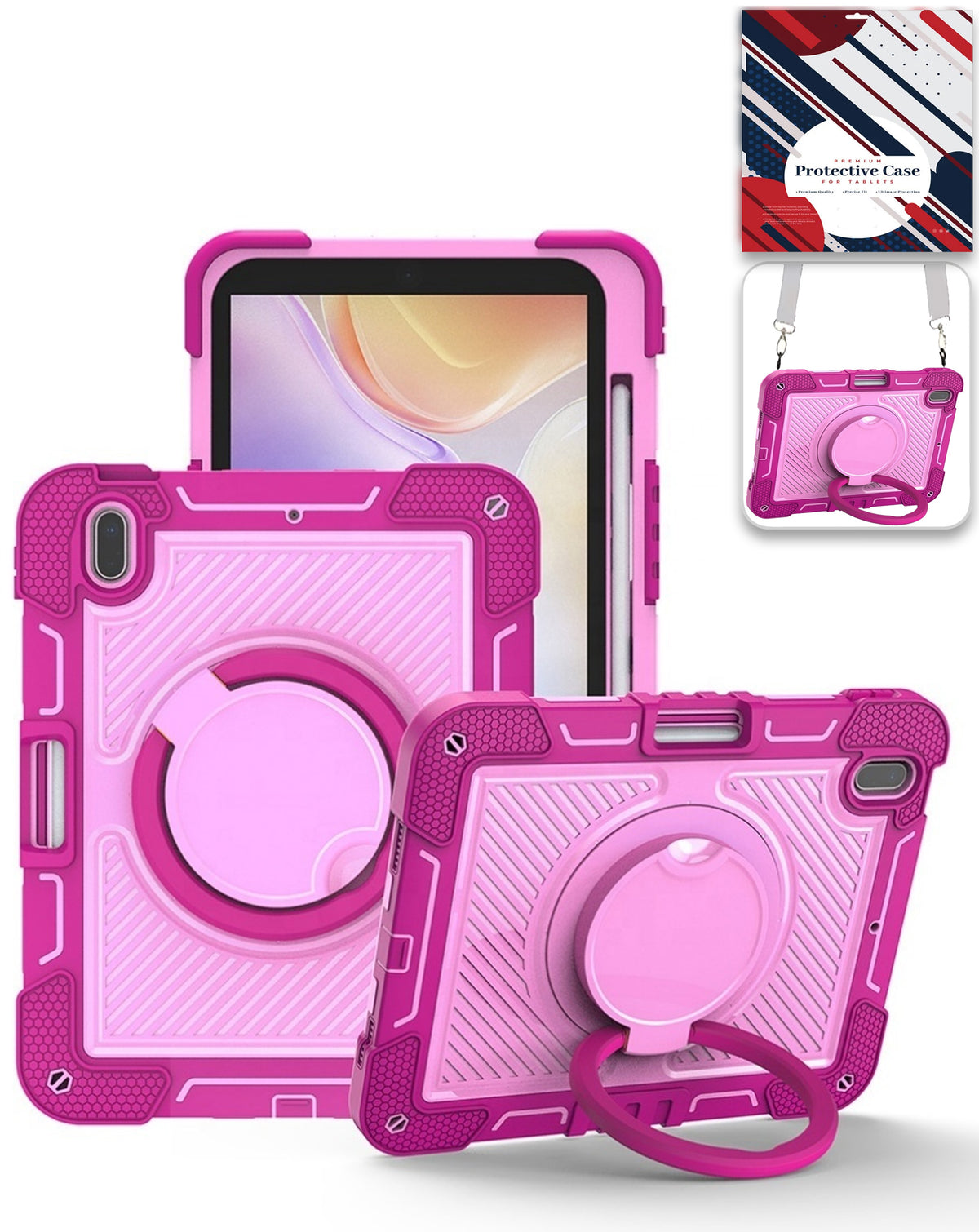 Heavy-Duty Shockproof Kickstand Case for iPad 10 2022 10.9 — Hot Pink