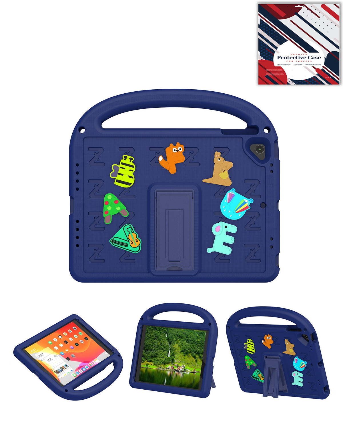 Heavy-Duty Shockproof Case for iPad 5 2017 — Navy Blue