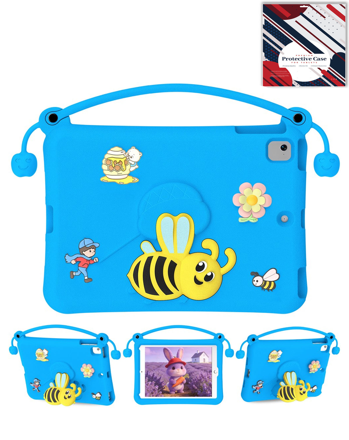 Heavy-Duty Shockproof Kickstand Kids Case for iPad 5 2017 — Navy Blue