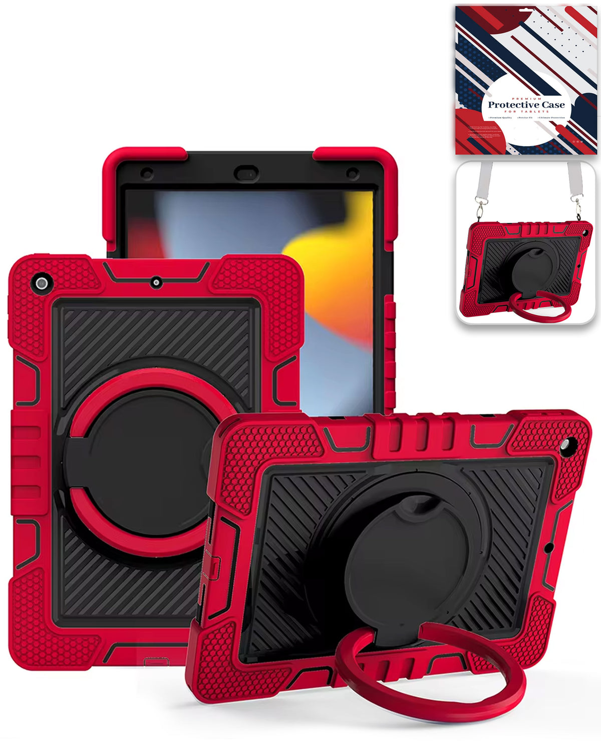 Heavy-Duty Shockproof Kickstand Case for iPad 5 2017 — Red