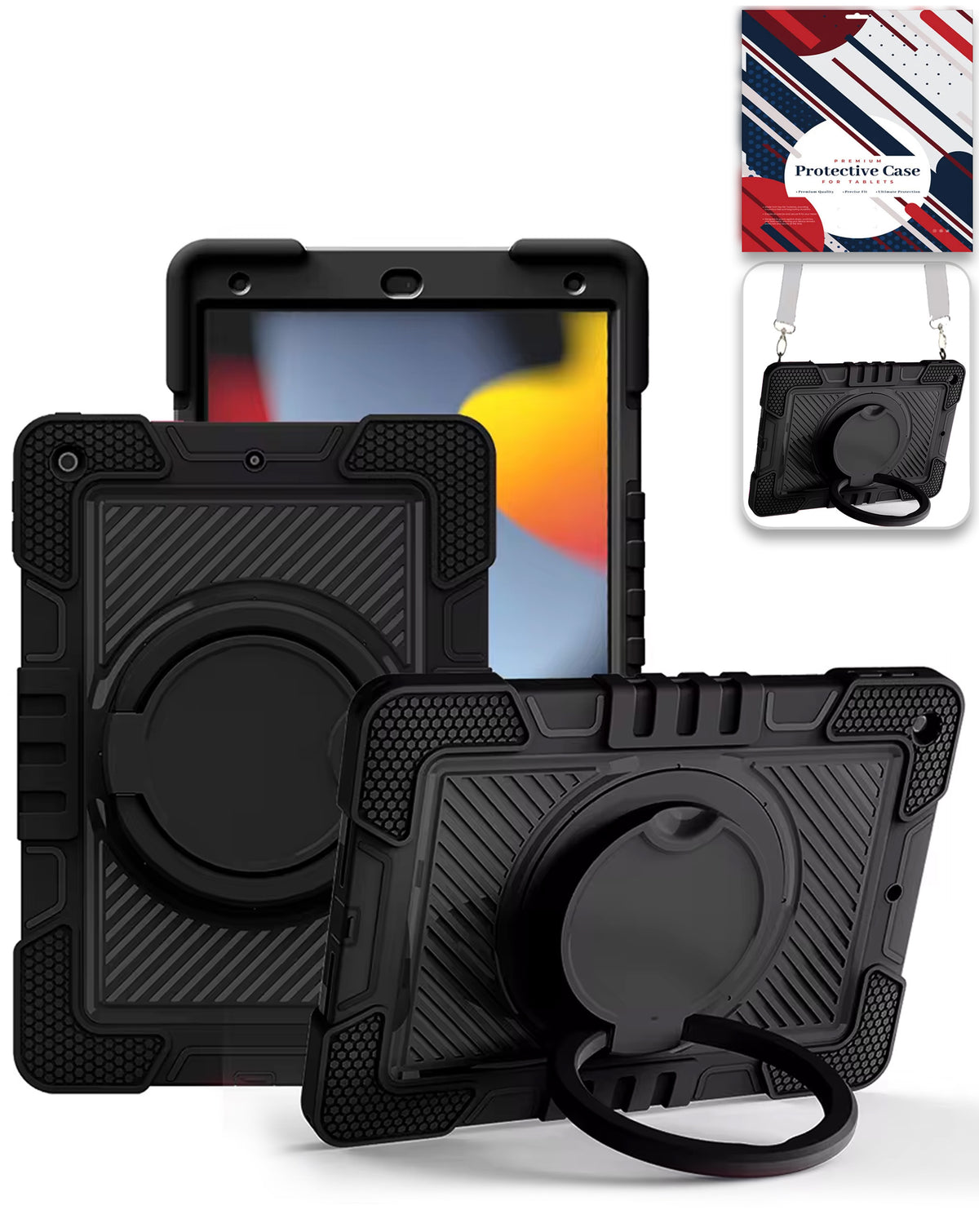 Heavy-Duty Shockproof Kickstand Case for iPad 5 2017 — Black