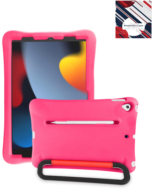 Heavy-Duty Shockproof Kickstand Kids Case for iPad 10.2 7th / 8th / 9th / Air 3 / Pro 10.5 — Hot Pink