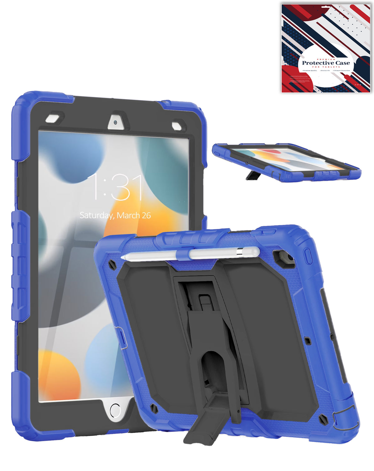 Heavy-Duty Shockproof Kickstand Case for iPad 10.2 7th / 8th / 9th / Air 3 / Pro 10.5 — Blue