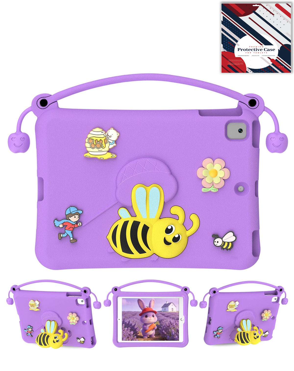 Heavy-Duty Shockproof Kickstand Kids Case for iPad 10.2 7th / 8th / 9th / Air 3 / Pro 10.5 — Purple