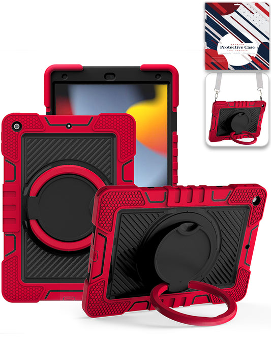 Heavy-Duty Shockproof Kickstand Case for iPad 10.2 7th / 8th / 9th / Air 3 / Pro 10.5 — Red