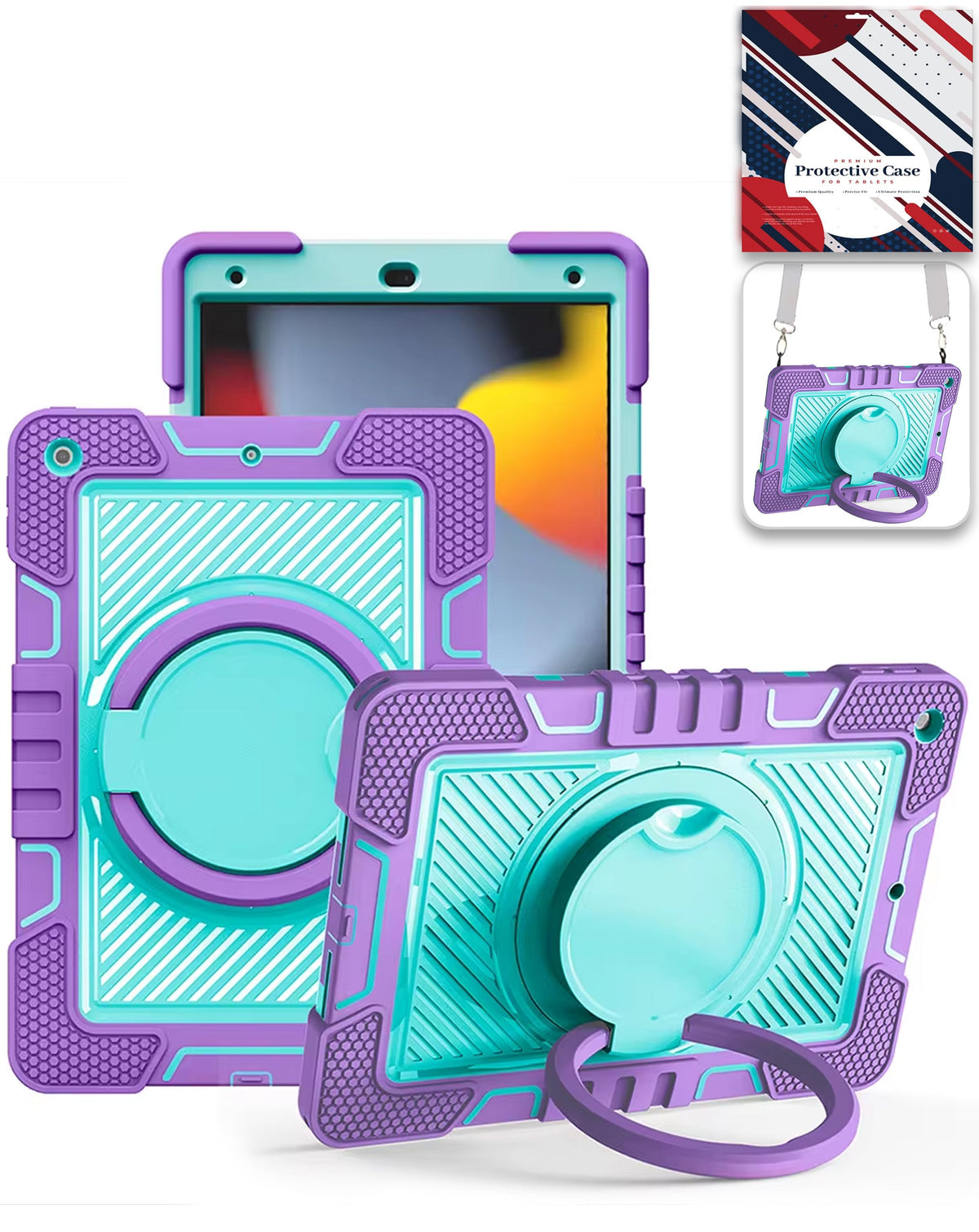 Heavy-Duty Shockproof Kickstand Case for iPad 10.2 7th / 8th / 9th / Air 3 / Pro 10.5 — Purple