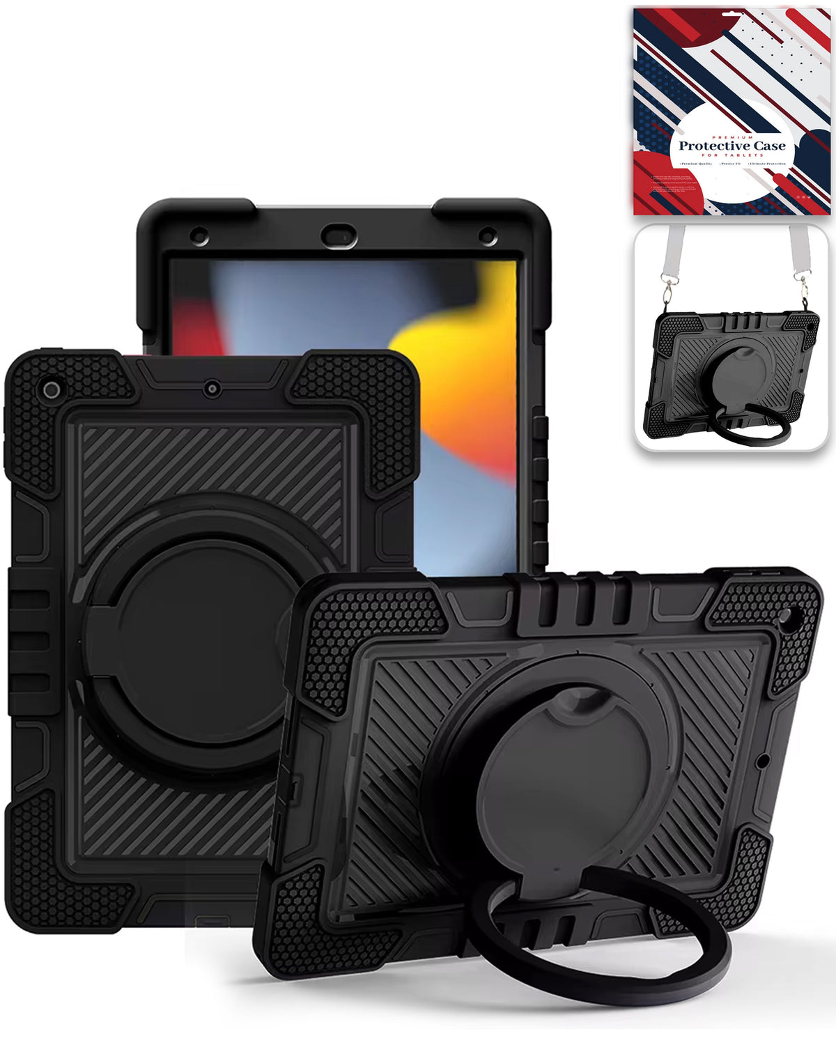 Heavy-Duty Shockproof Kickstand Case for iPad 10.2 7th / 8th / 9th / Air 3 / Pro 10.5 — Black