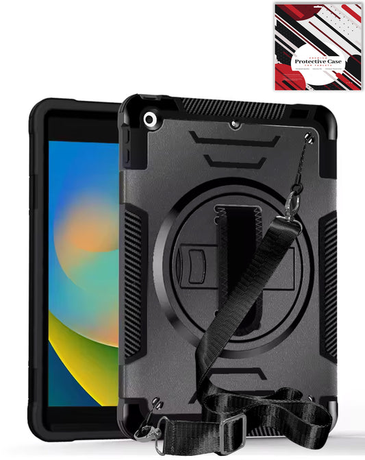 Heavy-Duty Shockproof Kickstand Case for iPad 10.2 7th / 8th / 9th / Air 3 / Pro 10.5 — Black
