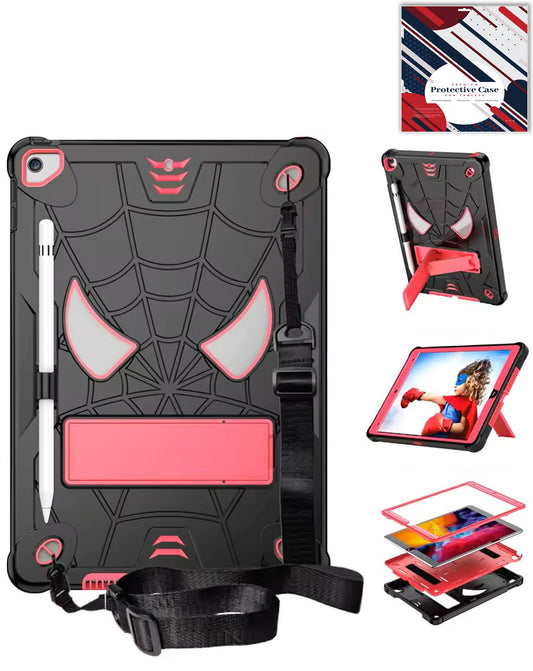 Heavy-Duty Shockproof Kickstand Case for iPad 10.2 7th / 8th / 9th / Air 3 / Pro 10.5 — Black & Pink