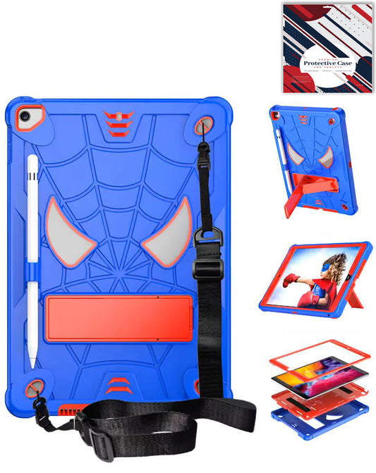 Heavy-Duty Shockproof Kickstand Case for iPad 10.2 7th / 8th / 9th / Air 3 / Pro 10.5 — Blue & Red