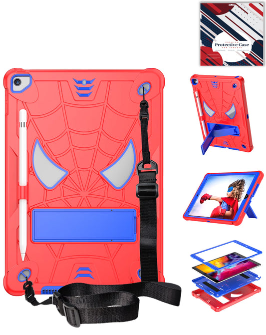 Heavy-Duty Shockproof Kickstand Case for iPad 10.2 7th / 8th / 9th / Air 3 / Pro 10.5 — Red & Blue