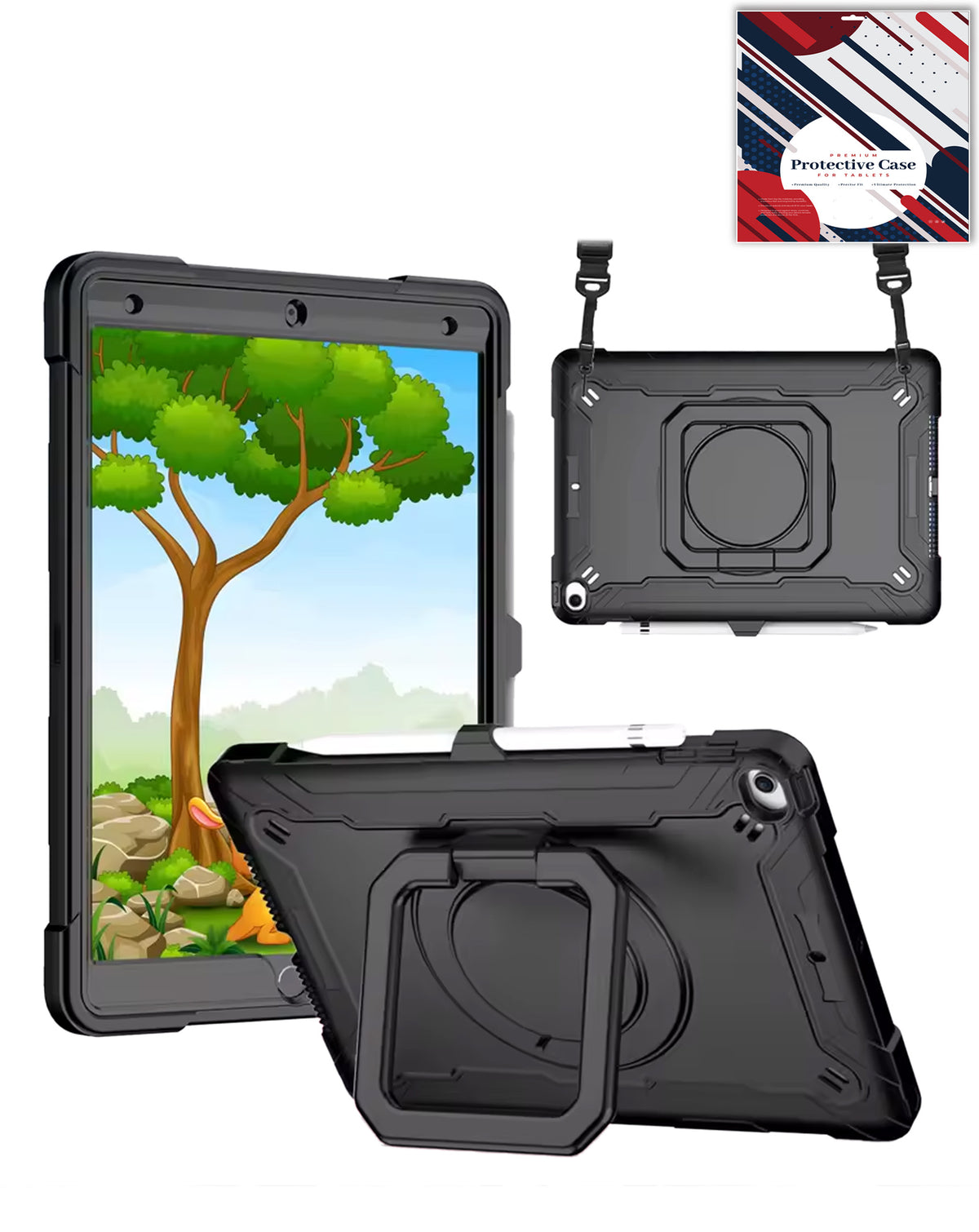 Kickstand Full-Body Case for iPad 10.2 7th / 8th / 9th / Air 3 / Pro 10.5 — Black