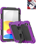 Heavy-Duty Shockproof Kickstand Case for iPad 10 2022 10.9 — Purple