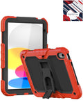 Heavy-Duty Shockproof Kickstand Case for iPad 10 2022 10.9 — Red