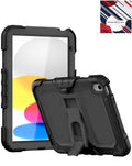 Heavy-Duty Shockproof Kickstand Case for iPad 10 2022 10.9 — Black