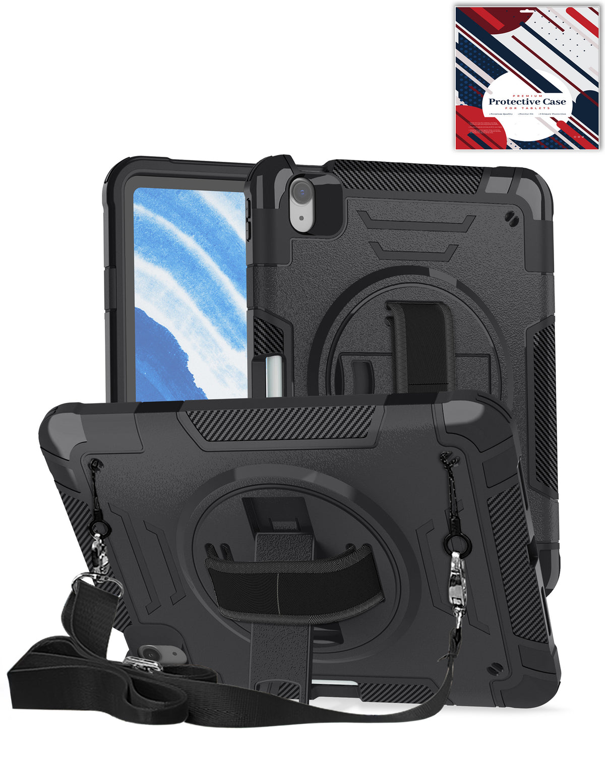 Heavy-Duty Shockproof Kickstand Case for iPad 10 2022 10.9 — Black