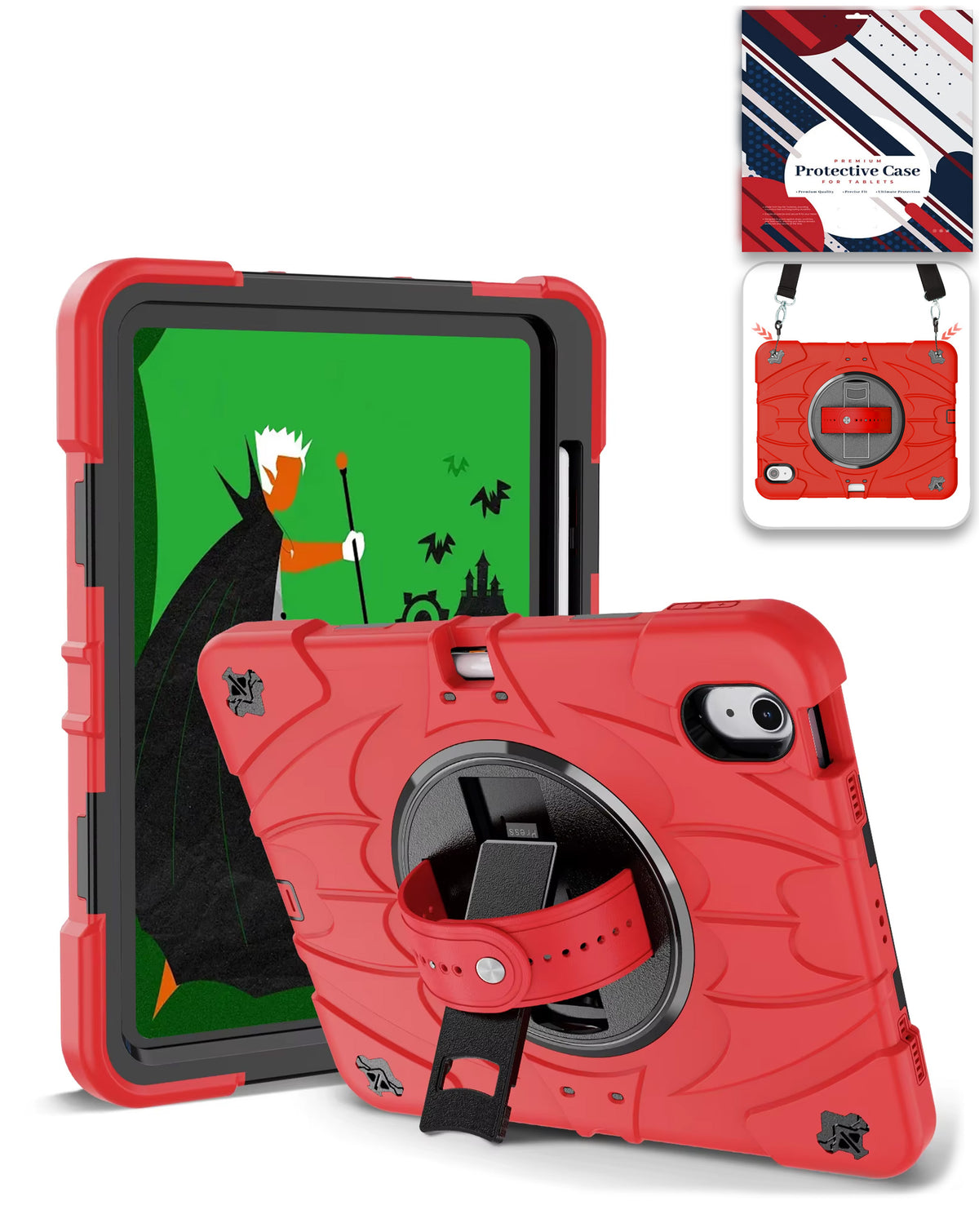 Heavy-Duty Shockproof Kickstand Case for iPad 10 2022 10.9 — Red