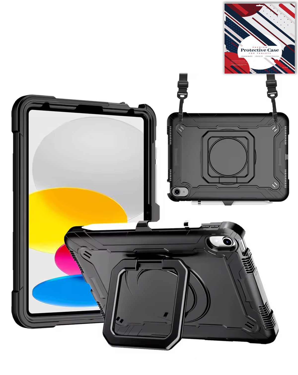 Kickstand Full-Body Case for iPad 10.2 7th / 8th / 9th / Air 3 / Pro 10.5 — Black