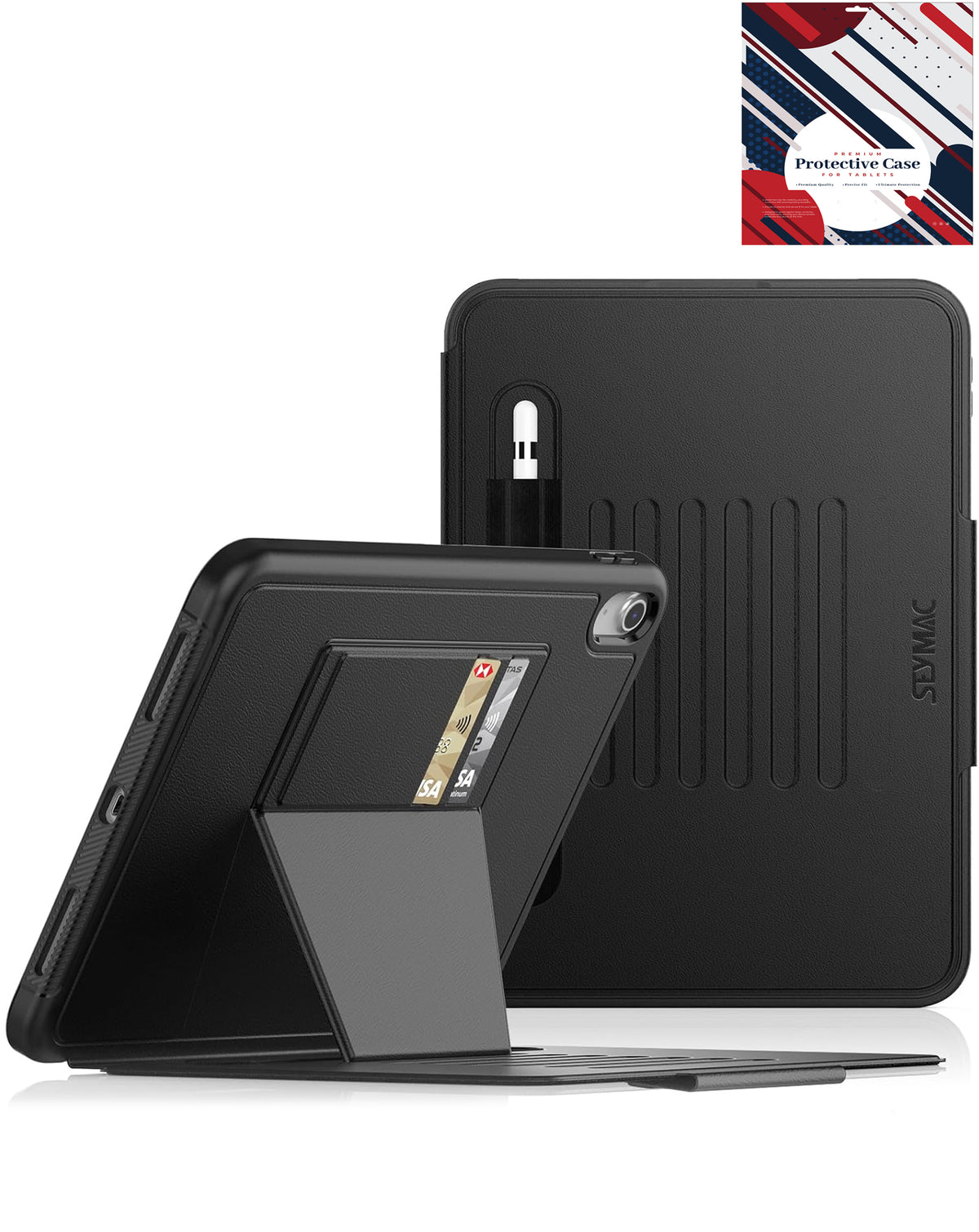Magnetic Heavy-Duty Shockproof Kickstand Case for iPad 10 2022 10.9 — Black