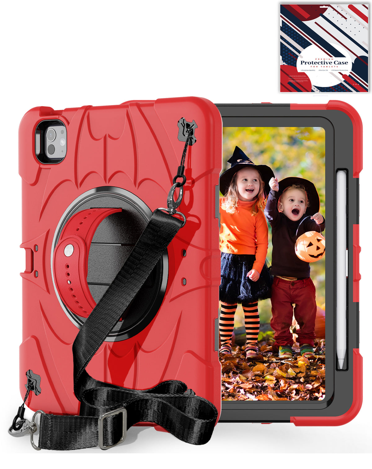 Heavy-Duty Shockproof Kickstand Case for iPad Pro 11 2024 / 2025 — Red