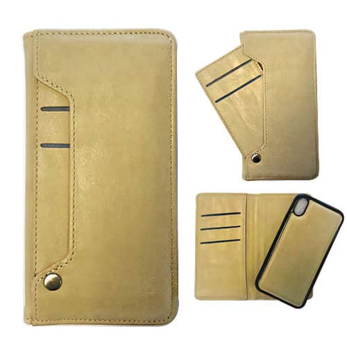 Magnetic Wallet Genuine Leather Case for iPhone 8 Plus / 7 Plus / 6SP / 6P — Gold