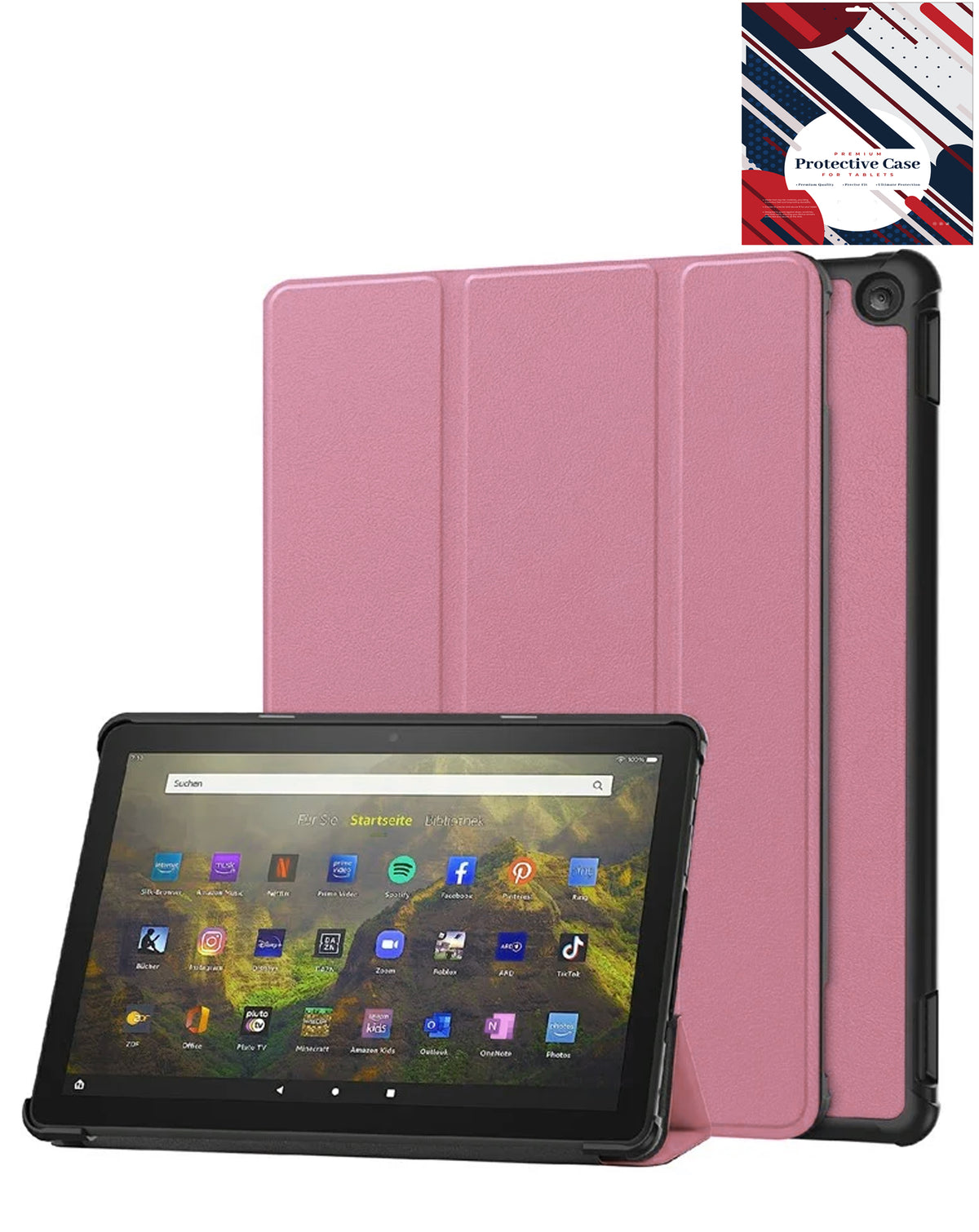 Heavy-Duty Shockproof Kickstand Case for Kindle Fire HD10 2023 — Pink