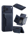Universal Magnetic Leather Wallet — Navy Blue