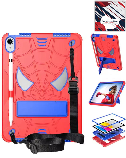 Heavy-Duty Shockproof Kickstand Case for iPad Mini 6 / 7 — Red & Blue