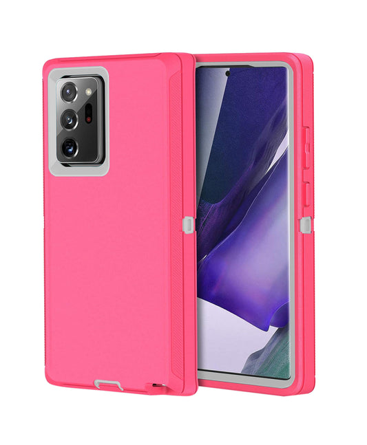 Heavy-Duty Shockproof Case for Galaxy Note 20 Ultra — Hot Pink & White