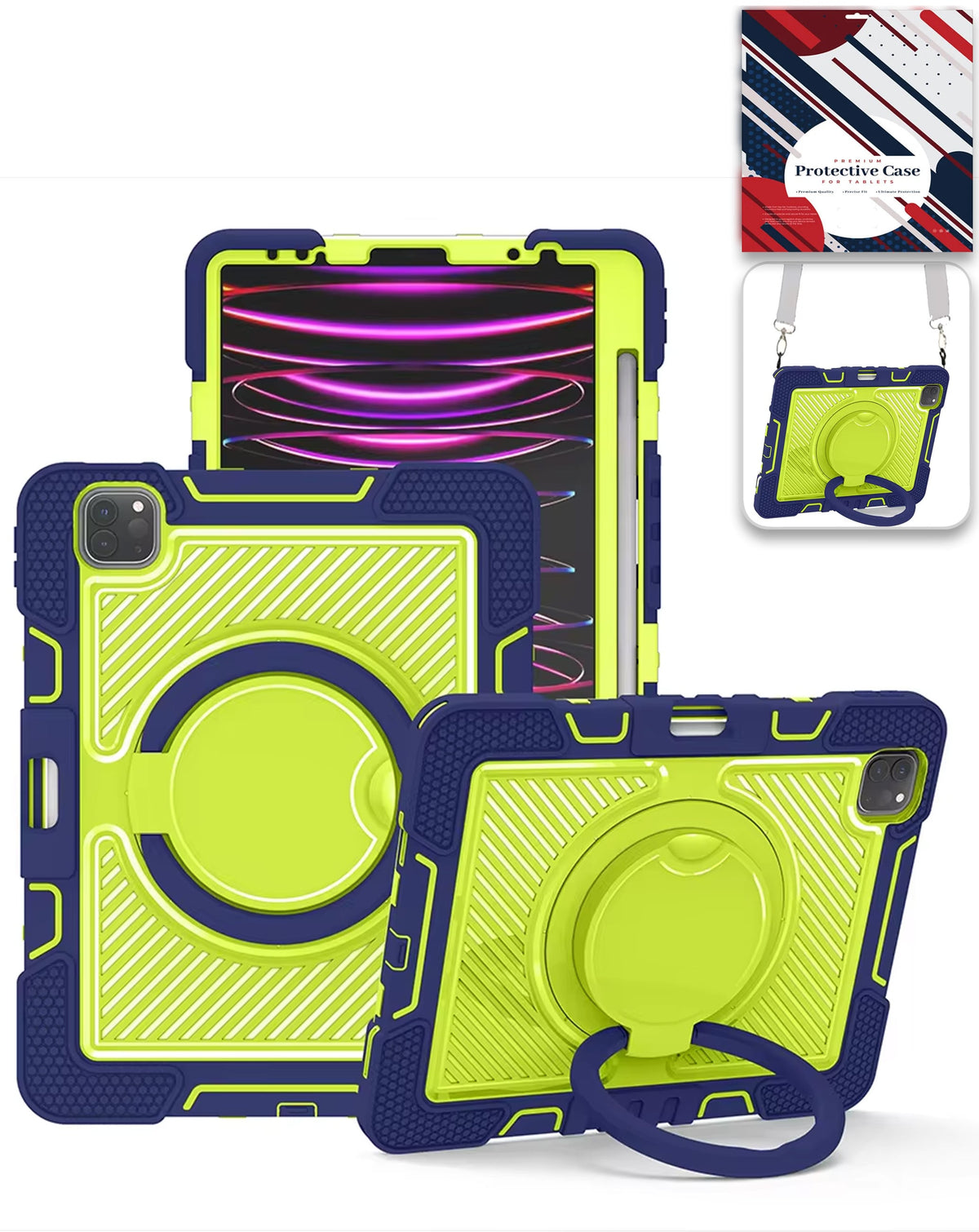 Heavy-Duty Shockproof Kickstand Case for iPad Pro 13 2024 / 2025 — Navy Blue