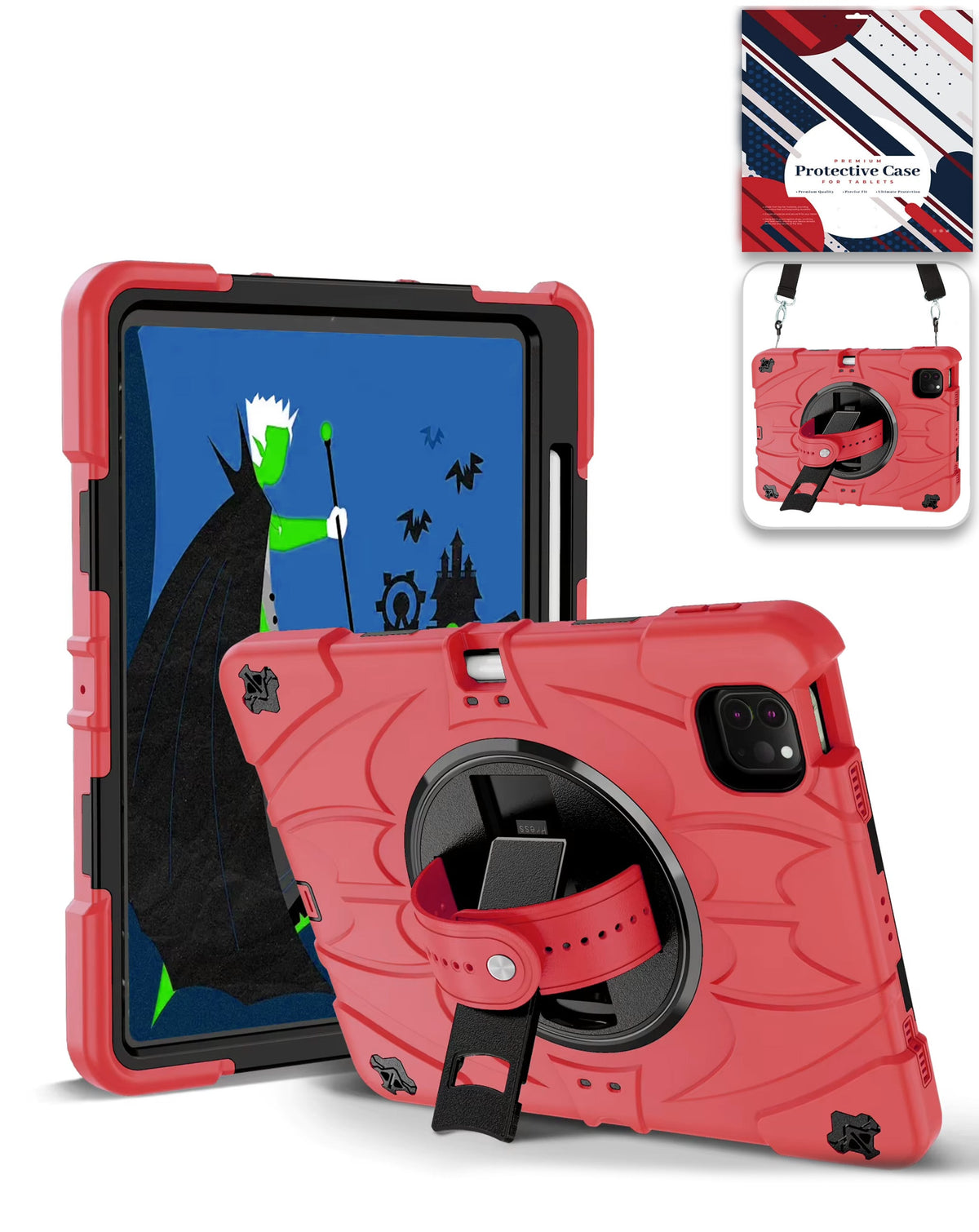 Heavy-Duty Shockproof Kickstand Case for iPad Pro 13 2024 / 2025 — Red