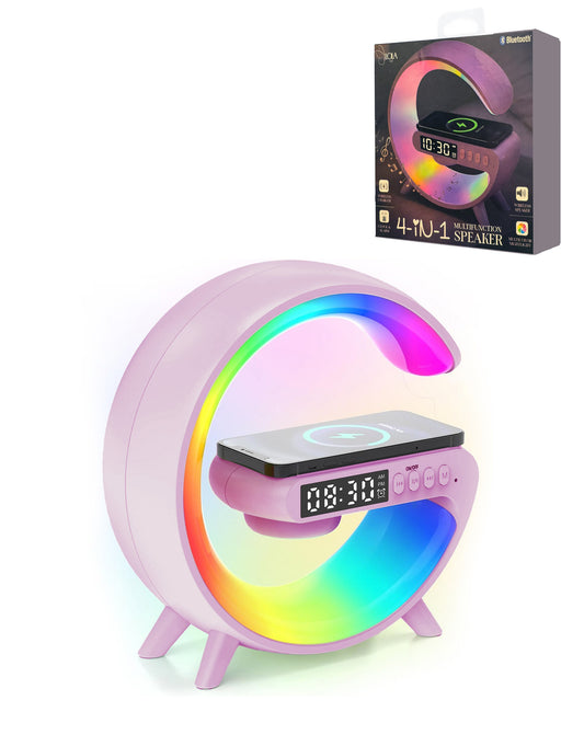 G Table Lamp & Fast Wireless Charging & Bluetooth Speakers Pink — 10W
