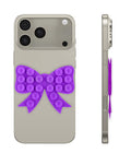 Fashion Bow Beads Silicone Suction Cup Phone Holder - Dark Purple