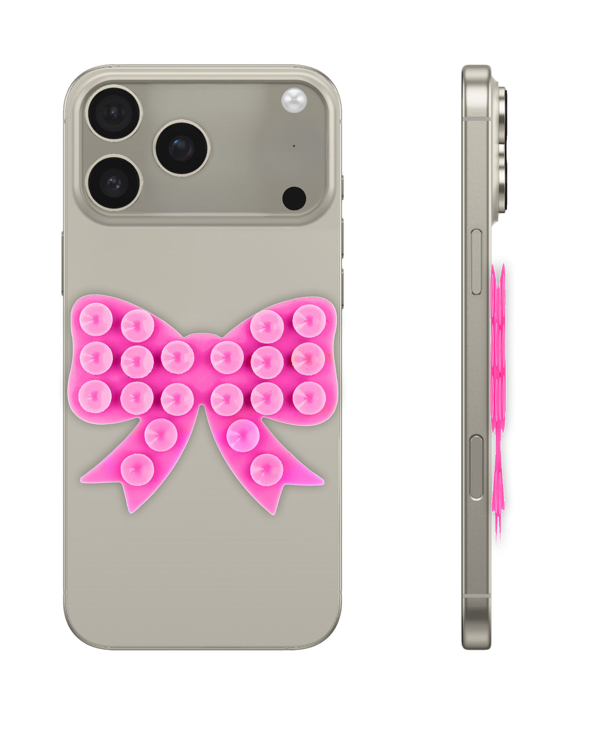 Fashion Bow Beads Silicone Suction Cup Phone Holder - Hot Pink