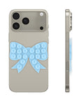 Fashion Bow Beads Silicone Suction Cup Phone Holder - Light Blue