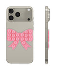 Fashion Bow Beads Silicone Suction Cup Phone Holder - Pink