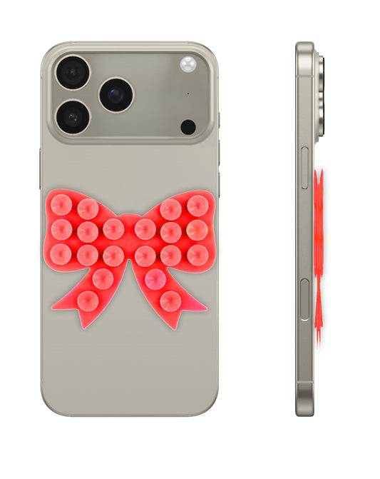Fashion Bow Beads Silicone Suction Cup Phone Holder - Red