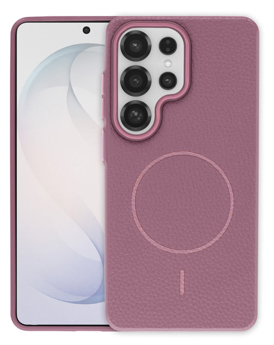 Magnetic Leather Case for Galaxy S24 Ultra — Sunset Purple