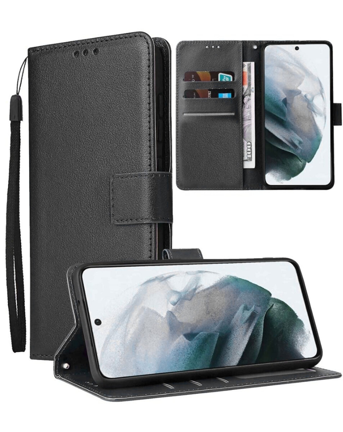 Wallet Leather Case for Galaxy S26FE — Black