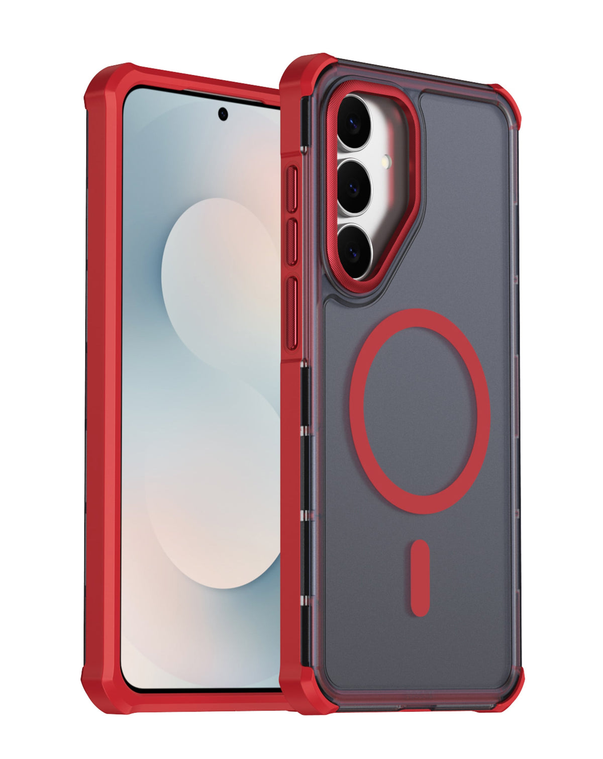 Heavy-Duty Shockproof Wireless-Charging Compatible Case for Galaxy S26FE — Red