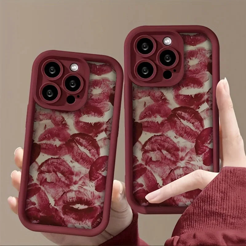 The Kiss — Wine Red Lip Print Case